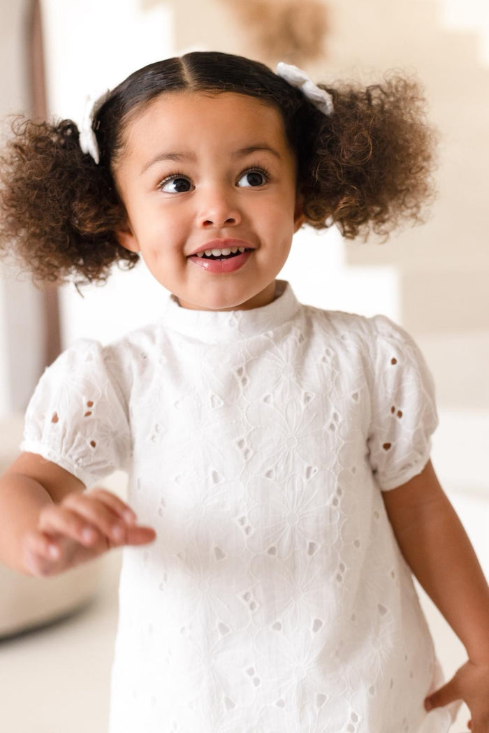 Girls White Angelic Broiderie Anglaise Romper