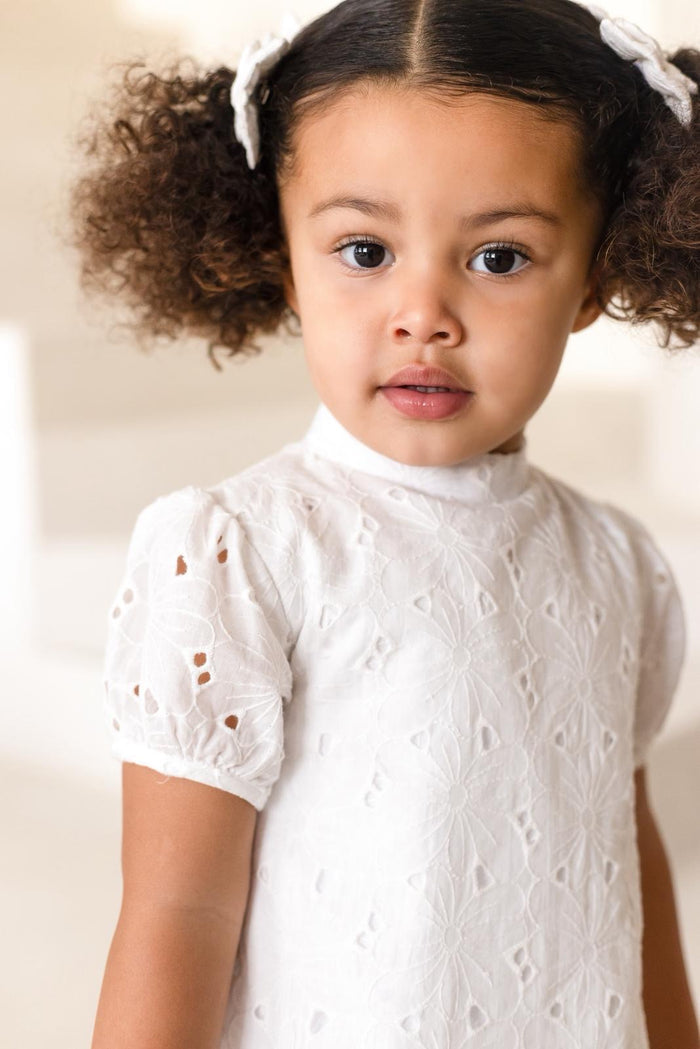 Girls White Angelic Broiderie Anglaise Romper