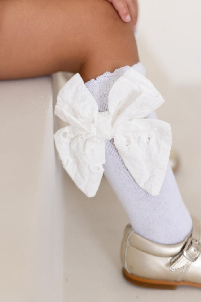 Girls White Angelic Broiderie Anglaise Socks