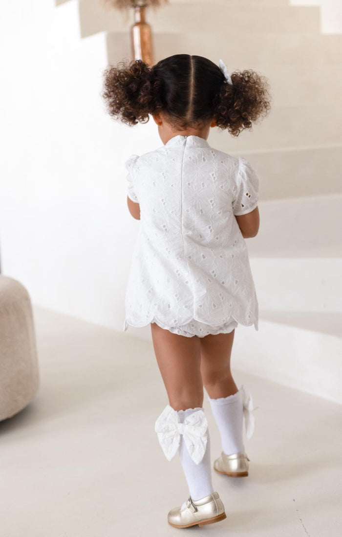 Girls White Angelic Broiderie Anglaise Socks