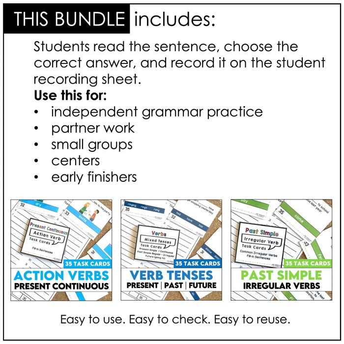 Grammar & Vocabulary Task Card Bundle - Hot Chocolate Teachables