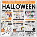 Halloween Games for ELL & ESL | October Grammar & Vocabulary Activities Bundle - Hot Chocolate Teachables