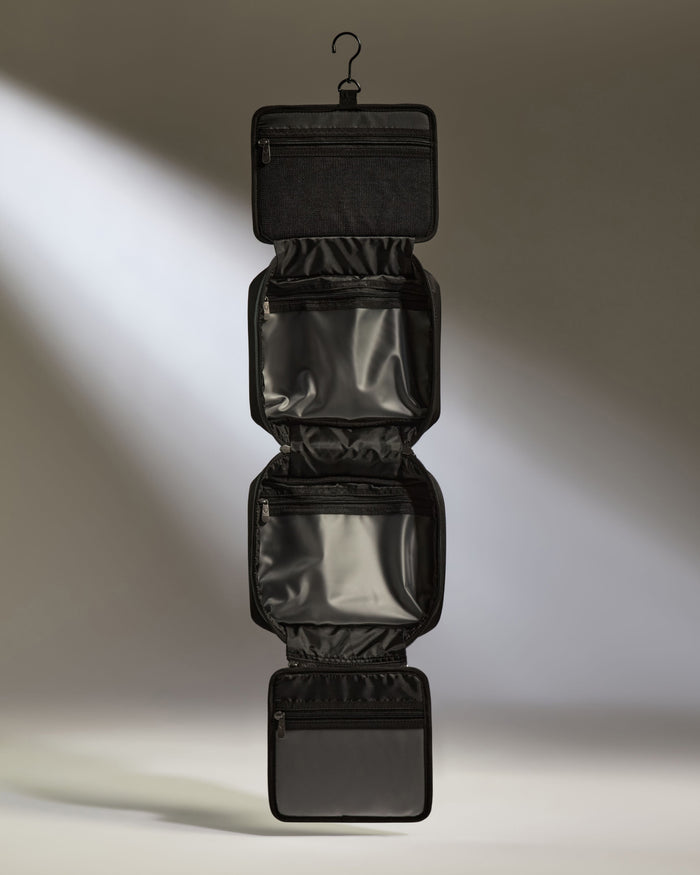 a black bag with zippers