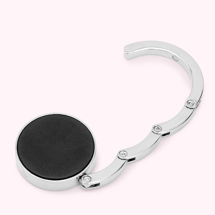 Silver and black foldable hook.