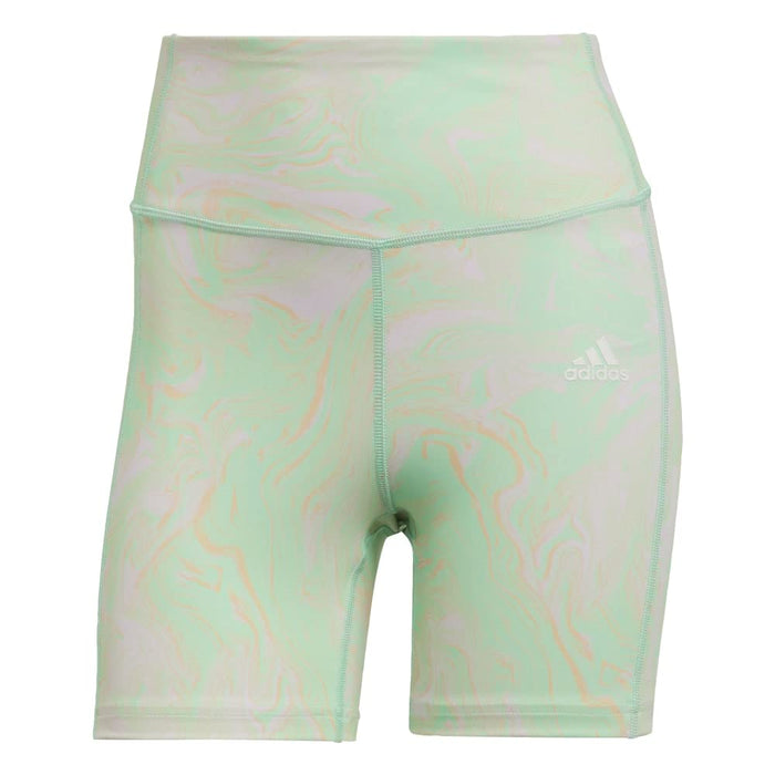 adidas Hyperglam Aeroready Training High-Rise Marble-Print Tight Shorts Women's, Multicolor
