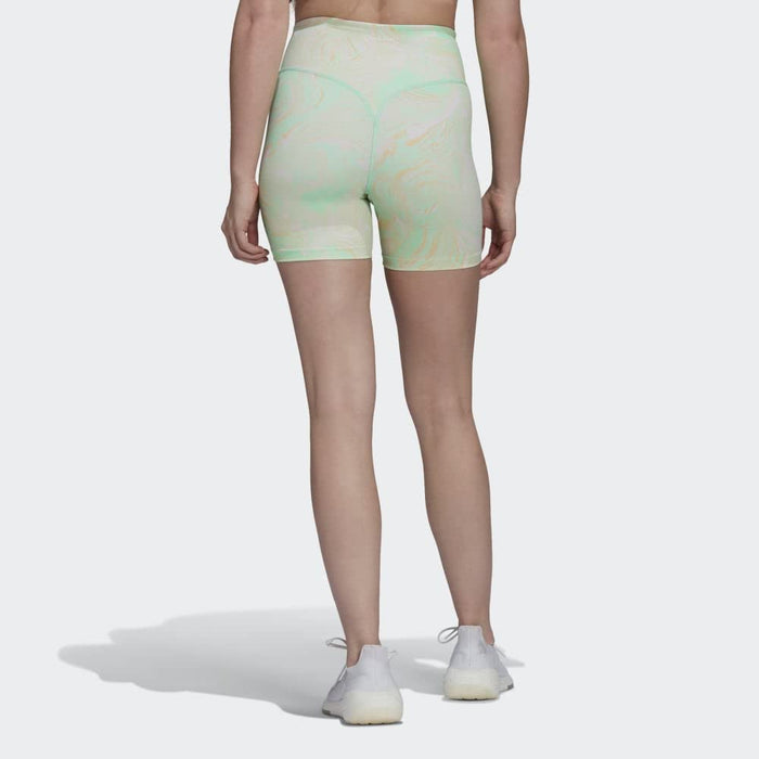 adidas Hyperglam Aeroready Training High-Rise Marble-Print Tight Shorts Women's, Multicolor