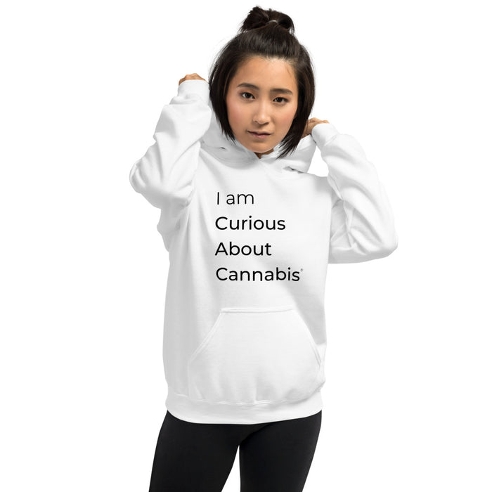I am Curious About Cannabis Hoodie (Black Text)