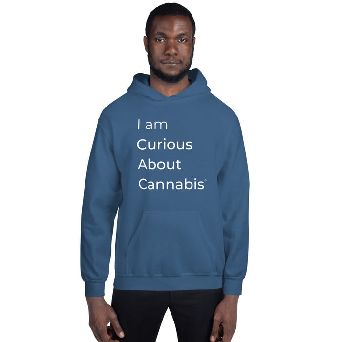 I am Curious About Cannabis Hoodie (White Text)