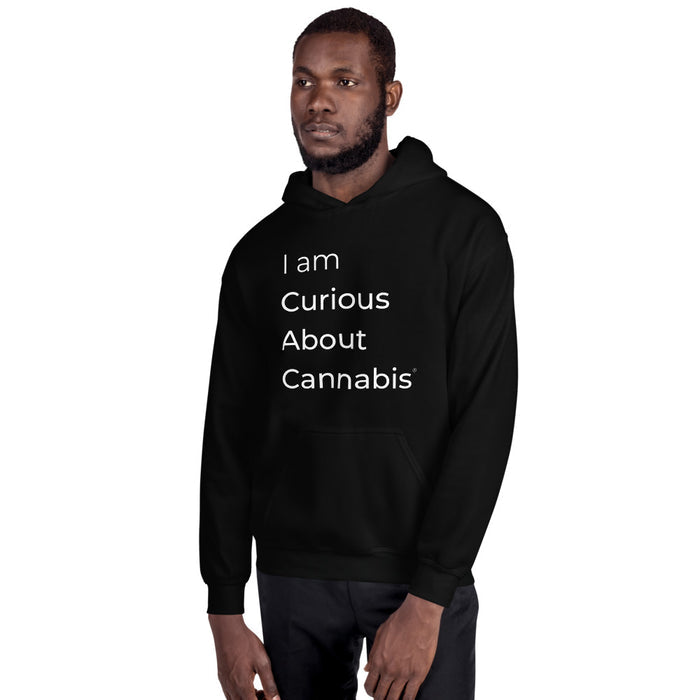 I am Curious About Cannabis Hoodie (White Text)