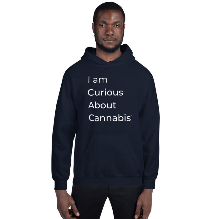 I am Curious About Cannabis Hoodie (White Text)