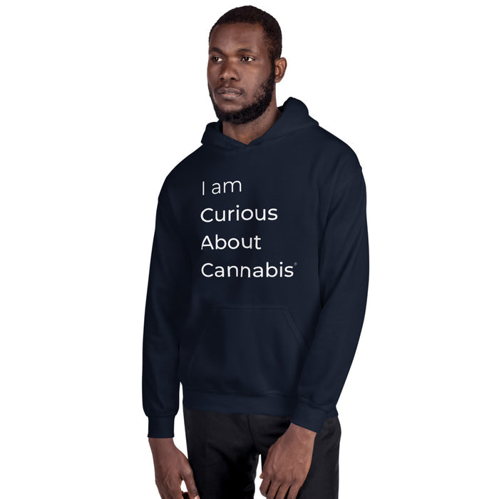 I am Curious About Cannabis Hoodie (White Text)