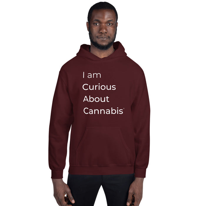 I am Curious About Cannabis Hoodie (White Text)