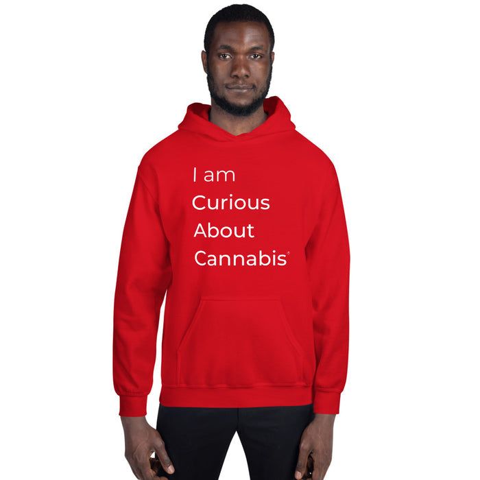 I am Curious About Cannabis Hoodie (White Text)