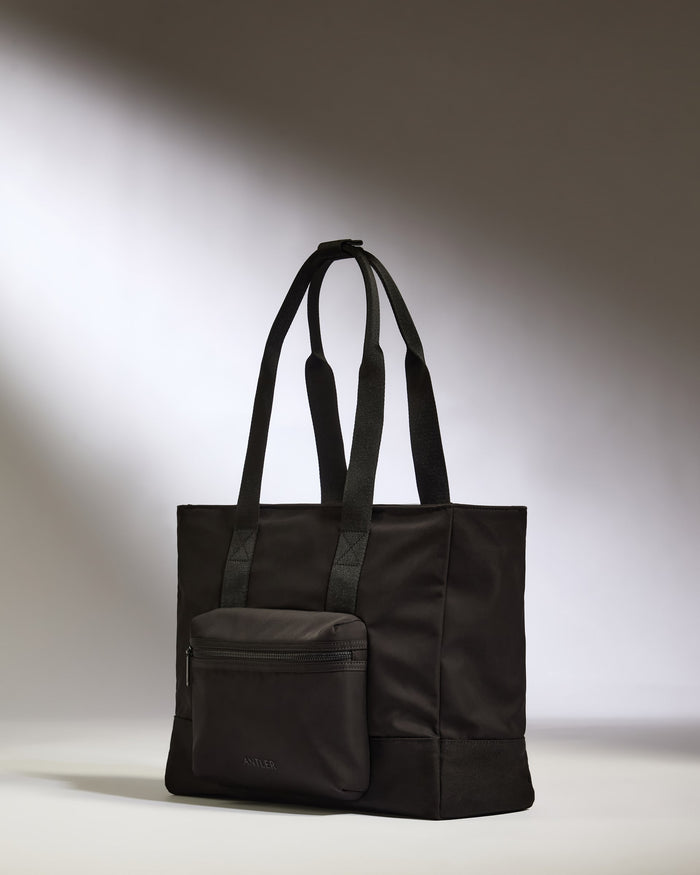 a black bag with a pocket