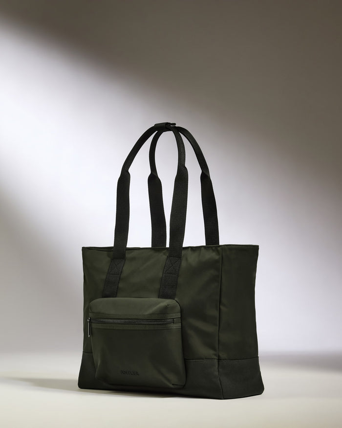 a green bag with a pocket