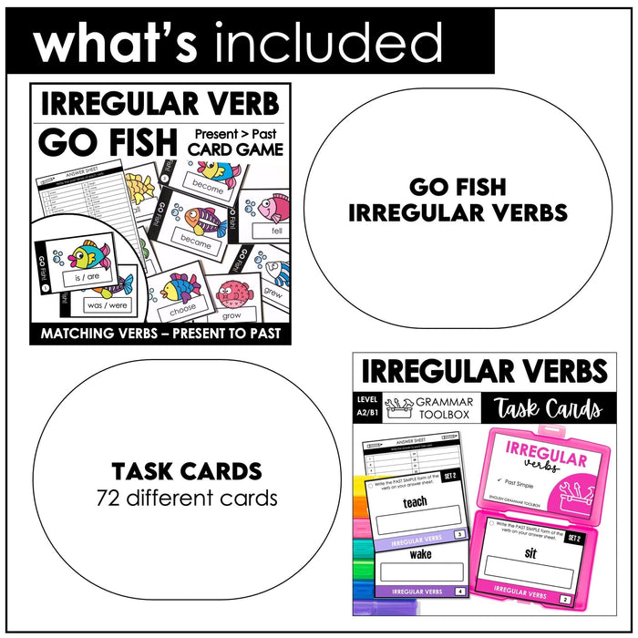 Irregular Verbs Past Tense – ESL Printable Activities & Games Bundle - Hot Chocolate Teachables