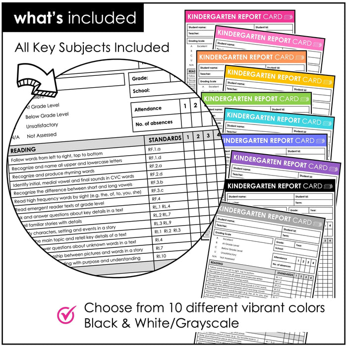 Kindergarten Report Card Templates – Editable with Common Core Standards - Hot Chocolate Teachables