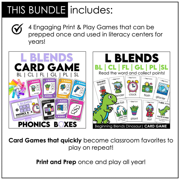 L Blends Phonics Bundle – BL, CL, FL, GL, PL, SL Games & Task Cards - Hot Chocolate Teachables