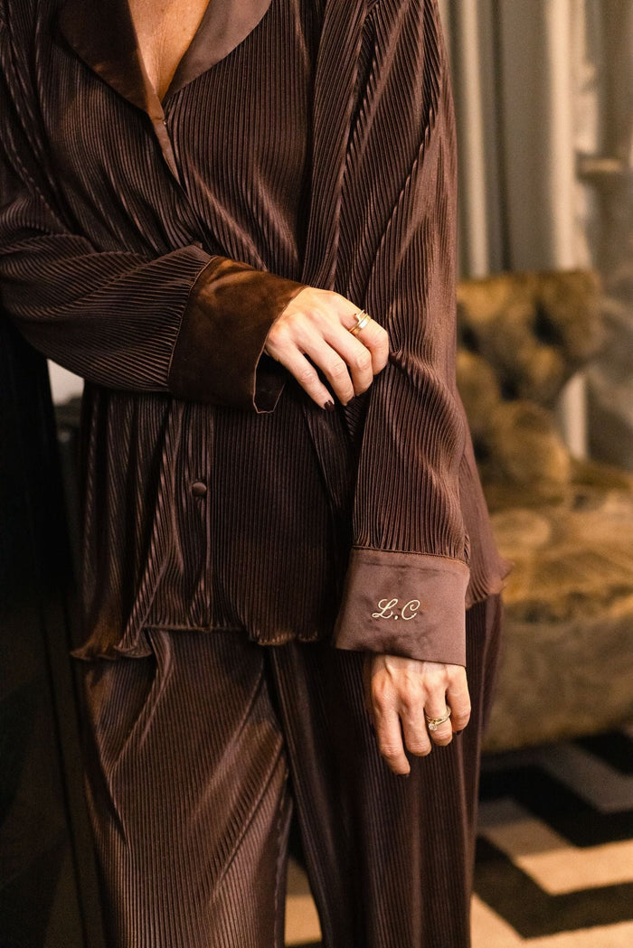 Ladies Espresso Plisse Pyjamas