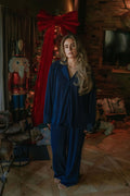 Ladies Indigo Plisse Pyjamas