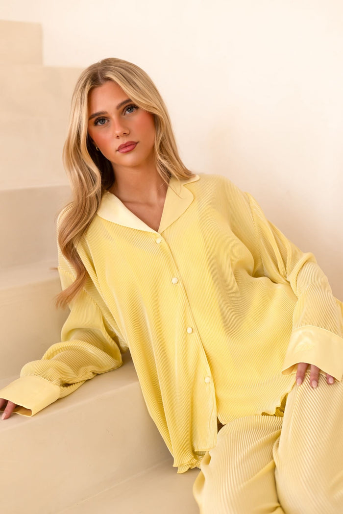 Ladies Lemon Plisse Pyjamas