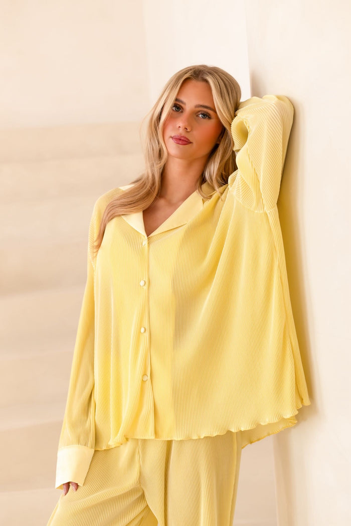 Ladies Lemon Plisse Pyjamas