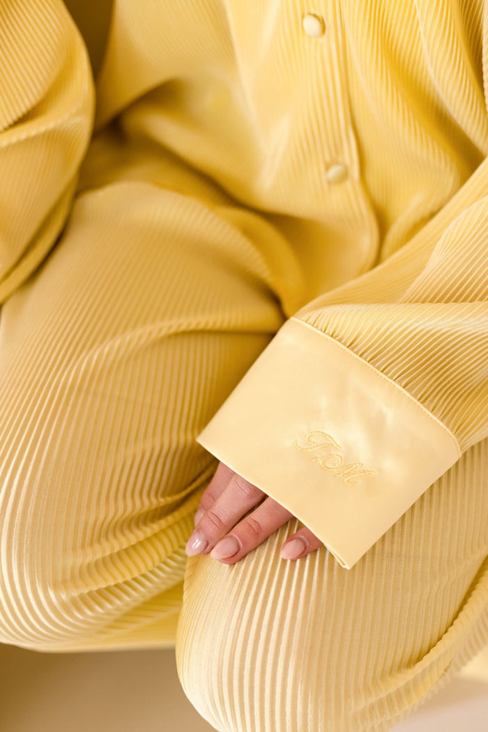 Ladies Lemon Plisse Pyjamas