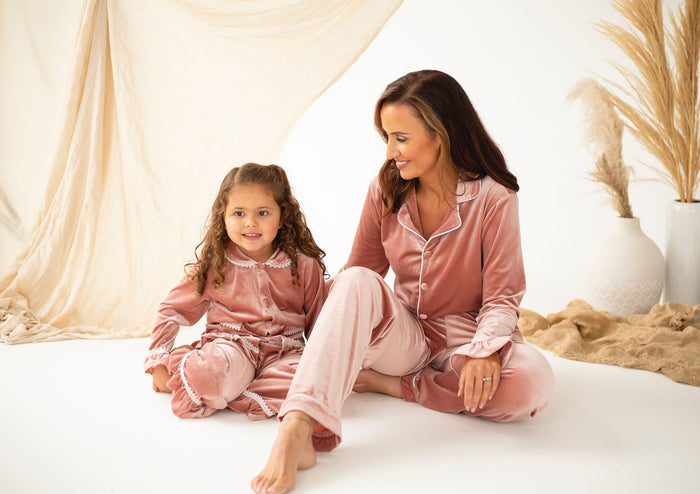 Ladies Luxe Blush Pink Velour Pyjamas