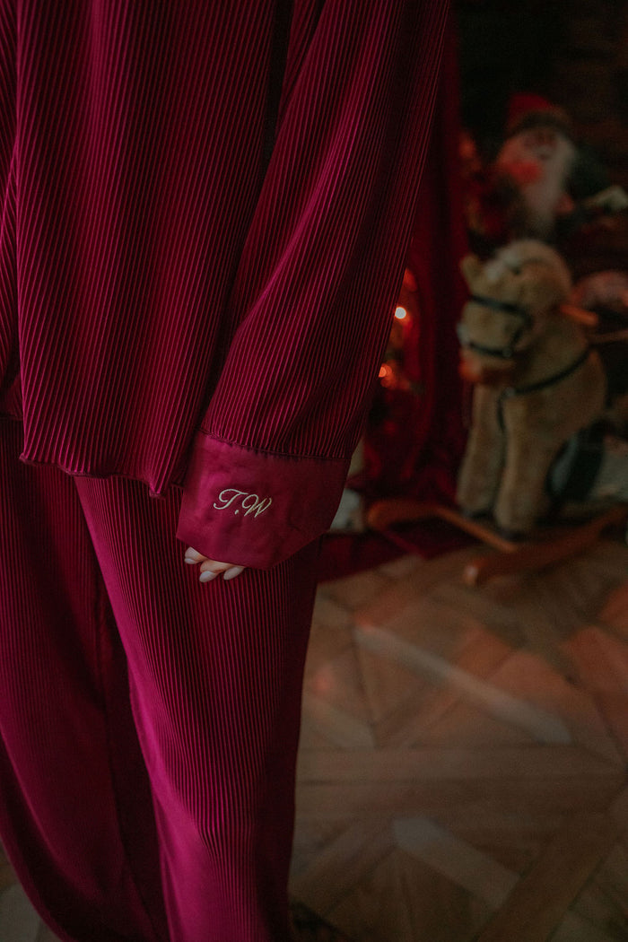 Ladies Merlot Plisse Pyjamas
