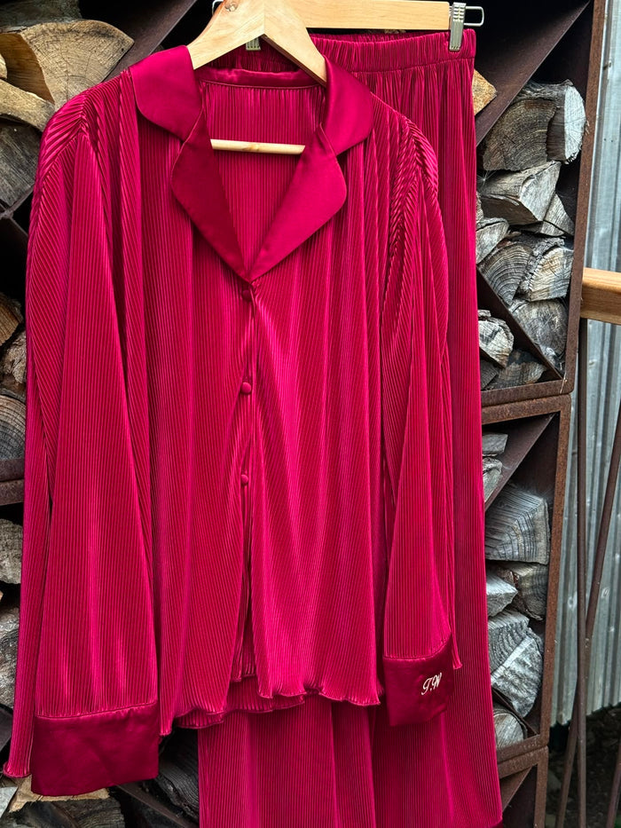 Ladies Merlot Plisse Pyjamas