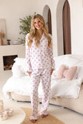 Ladies Personalised Pink Bow Pyjamas - Long Sleeve and Leg