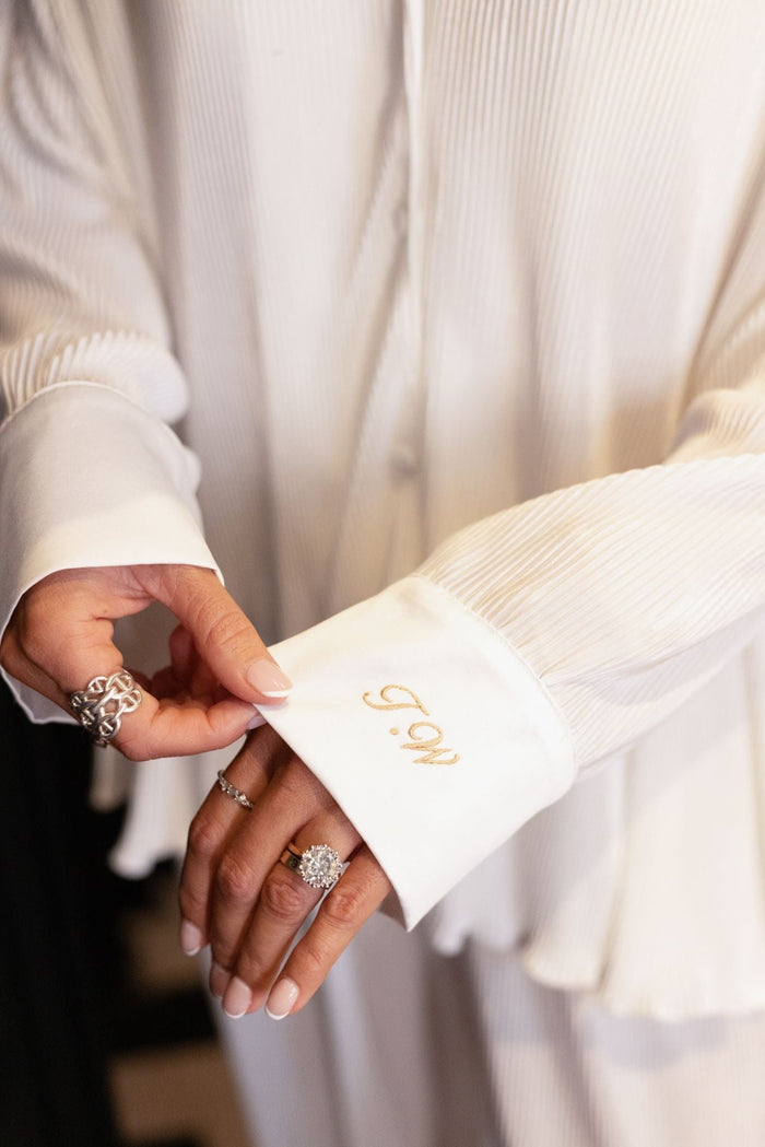 Ladies White Personalised Plisse Pyjamas