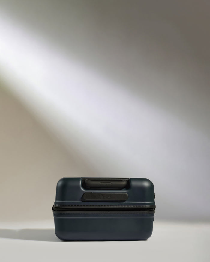 a black case with a light shining on it