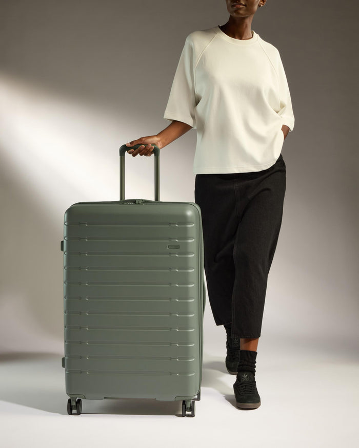 a woman with a suitcase