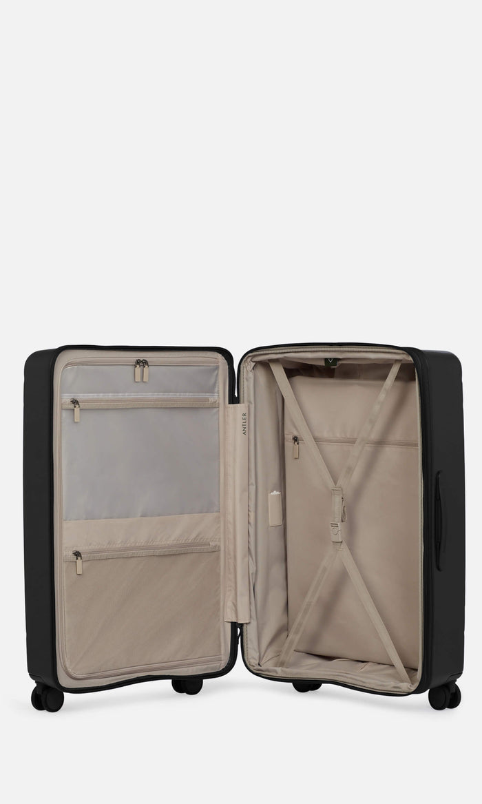 a black suitcase with a white background