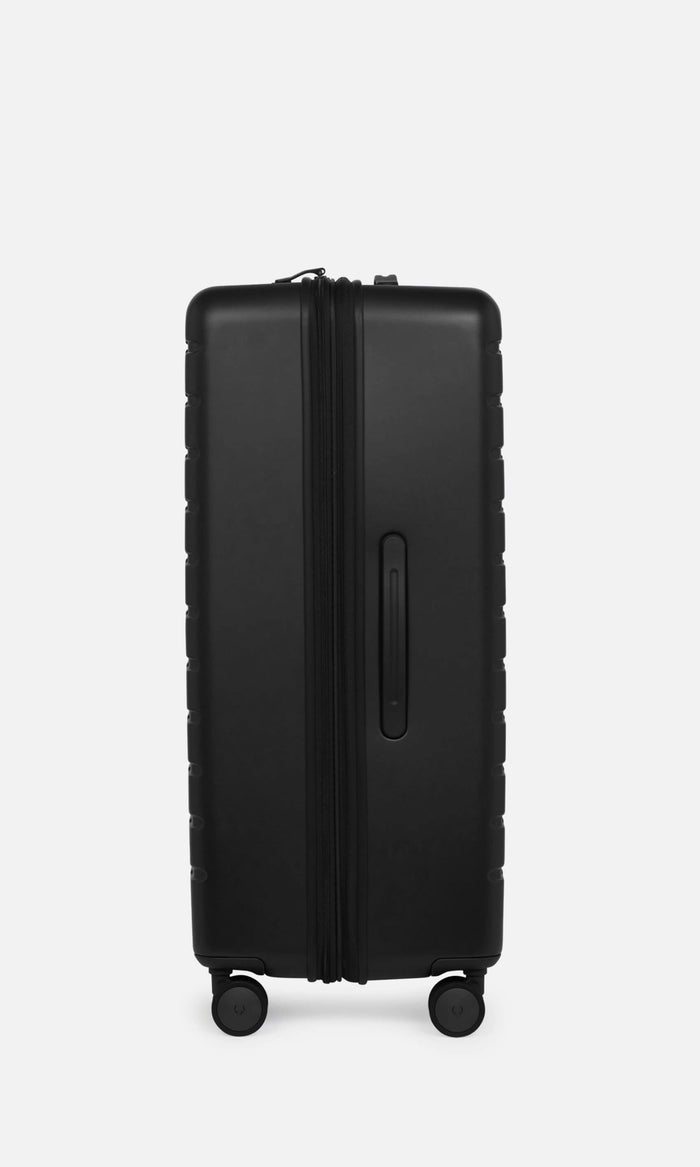 a black suitcase with a zipper