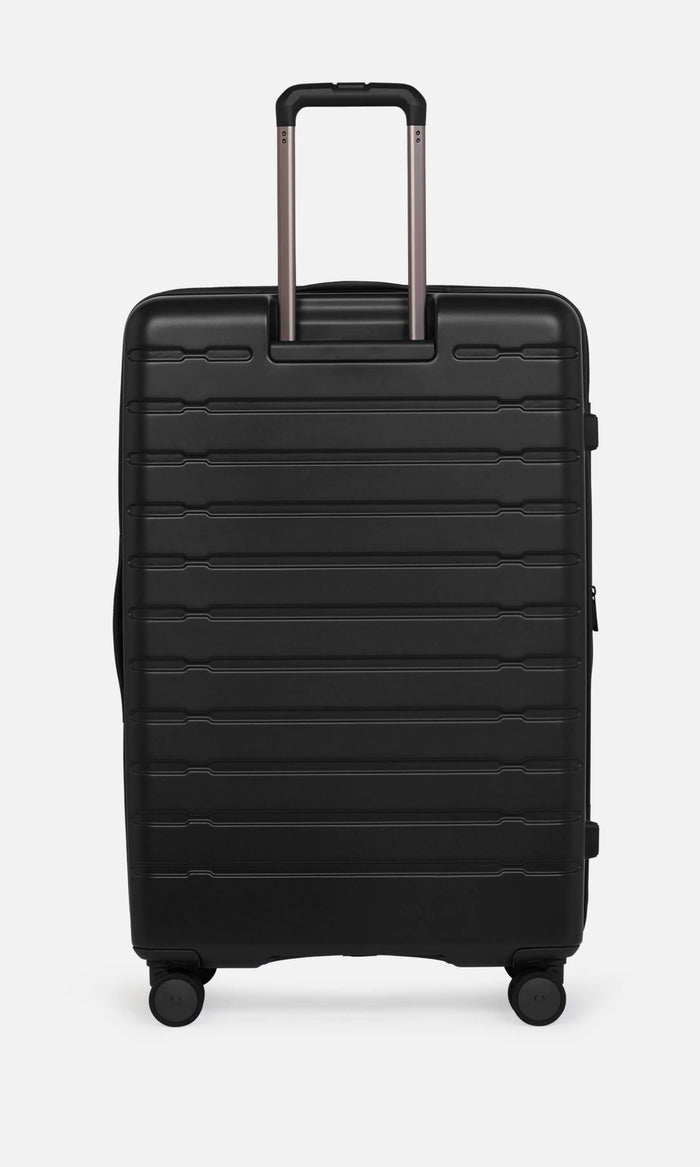 a black suitcase with handle