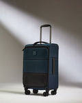 a blue suitcase with wheels