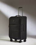 a black suitcase with wheels