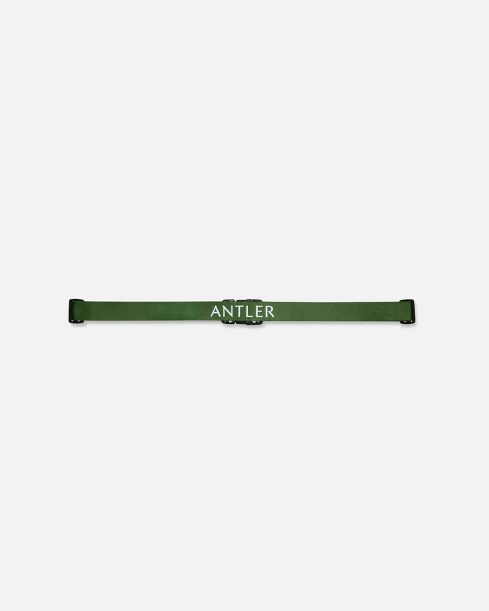 a green strap with white text