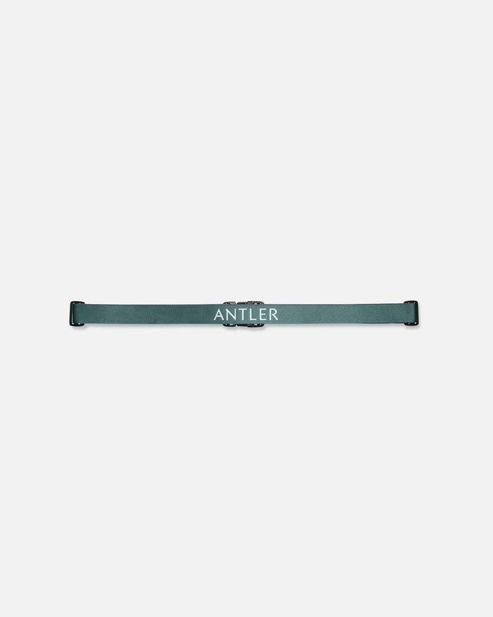 a strap with a white text