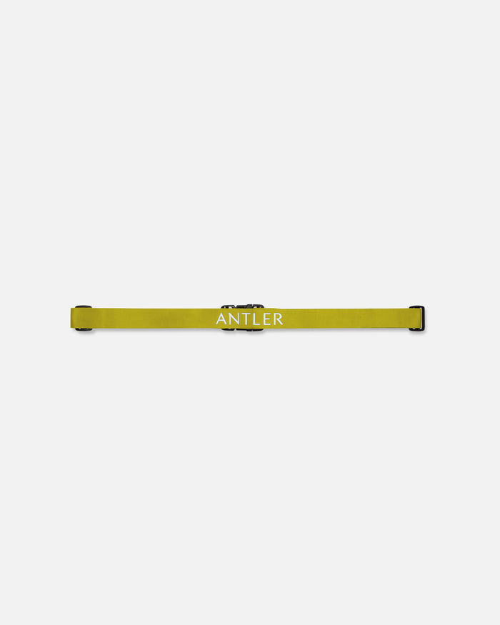 a yellow strap with white text