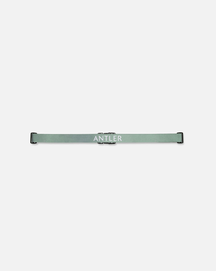 a strap with a white text