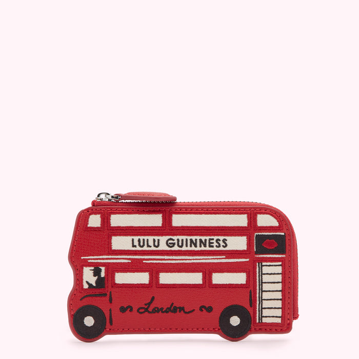 Red Lulu Guinness London bus coin purse.