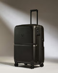 a black suitcase with wheels