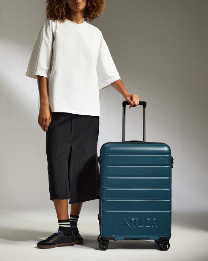 a woman with a suitcase