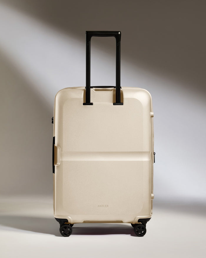 a luggage with wheels on it