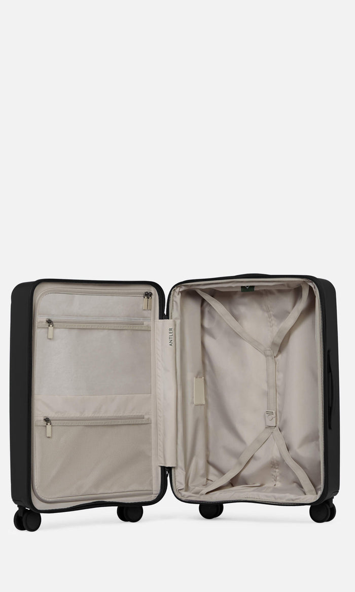 a black suitcase with a white background