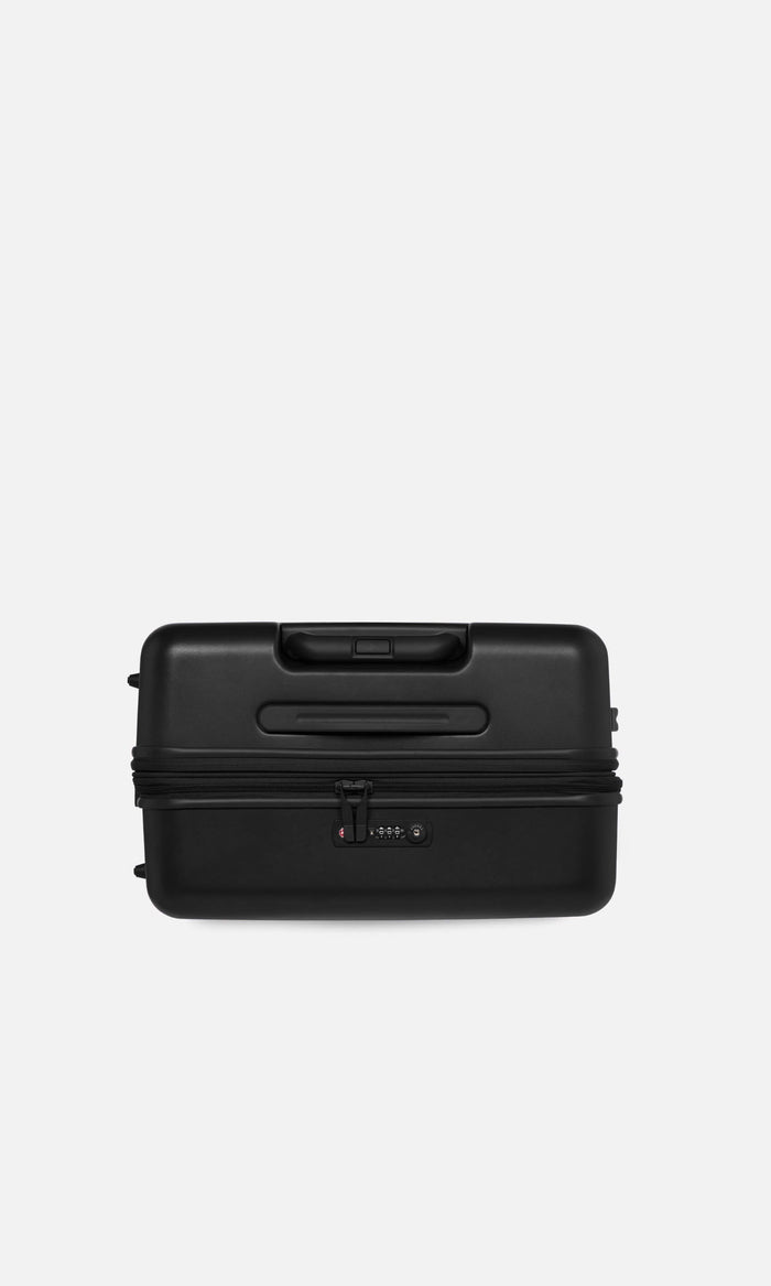 a black suitcase with a lock