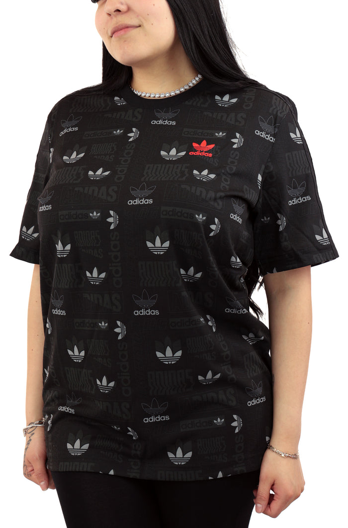 Adidas Mens All Over Print Short Sleeve T-Shirt Black